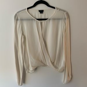 Theory wrap-style silk white blouse